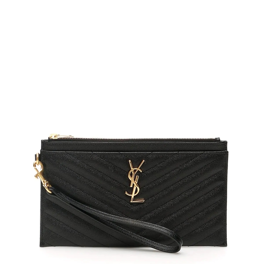 YSL Black Monogram Wristlet